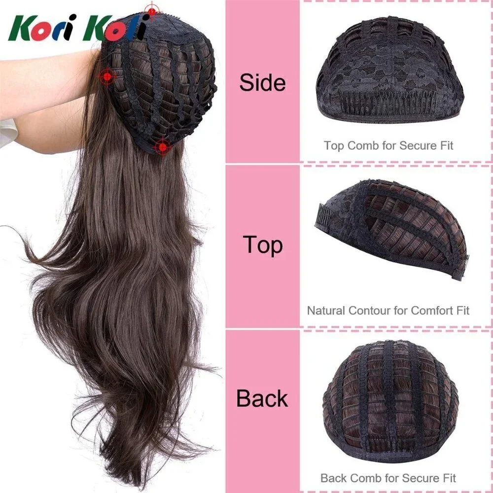 24“ Long Wavy Clip in Half Head Tied Wig Japanese Synthetic fibers Hair Extensio